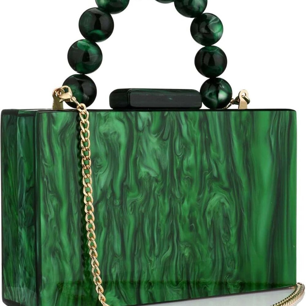 Women Acrylic Clutch Purse Leopard Print Evening Bag Chain Formal Handbag Party